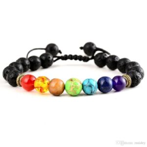 Bracelet Lava Rock Chakras Natural Stones Adjustable